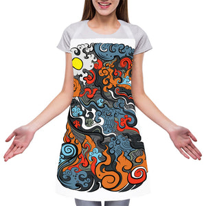 Japanese Elemental Tattoo Print Adjustable Apron