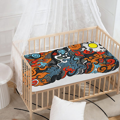 Japanese Elemental Tattoo Print Baby Crib Sheet