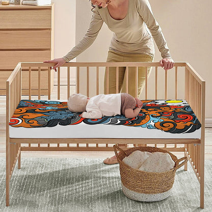 Japanese Elemental Tattoo Print Baby Crib Sheet