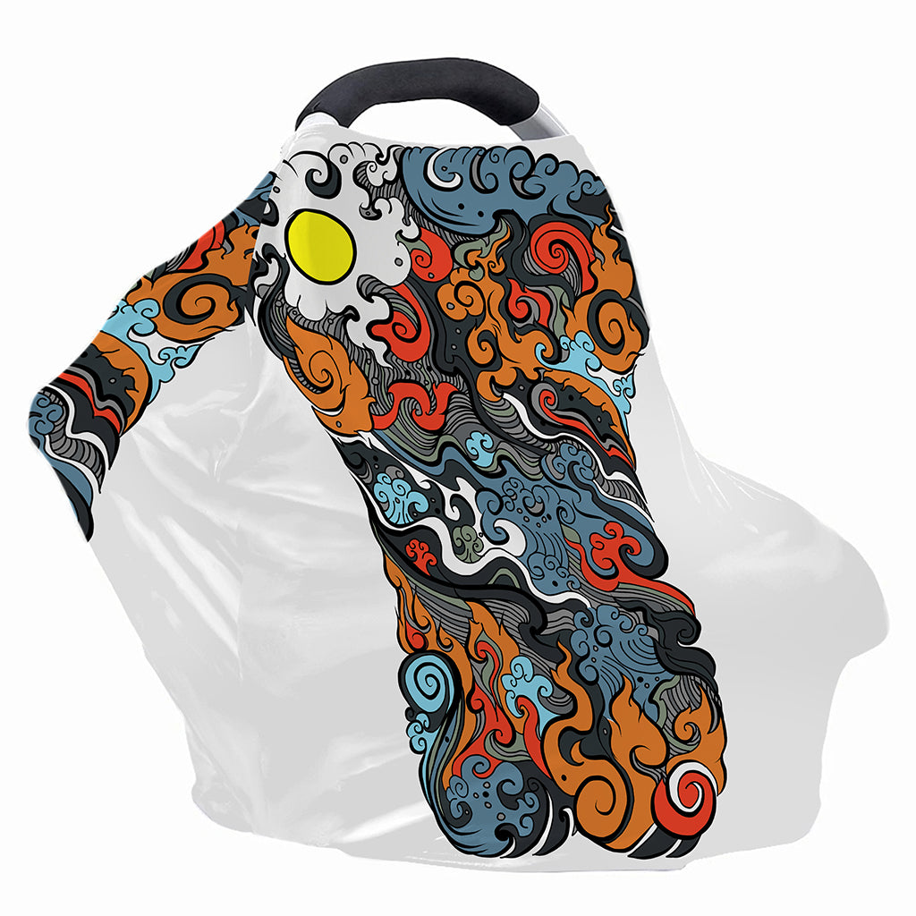 Japanese Elemental Tattoo Print Baby Seat Cover
