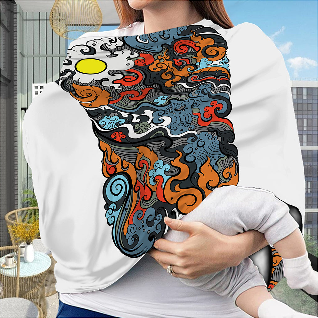 Japanese Elemental Tattoo Print Baby Seat Cover