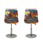 Japanese Elemental Tattoo Print Bar Stool Covers