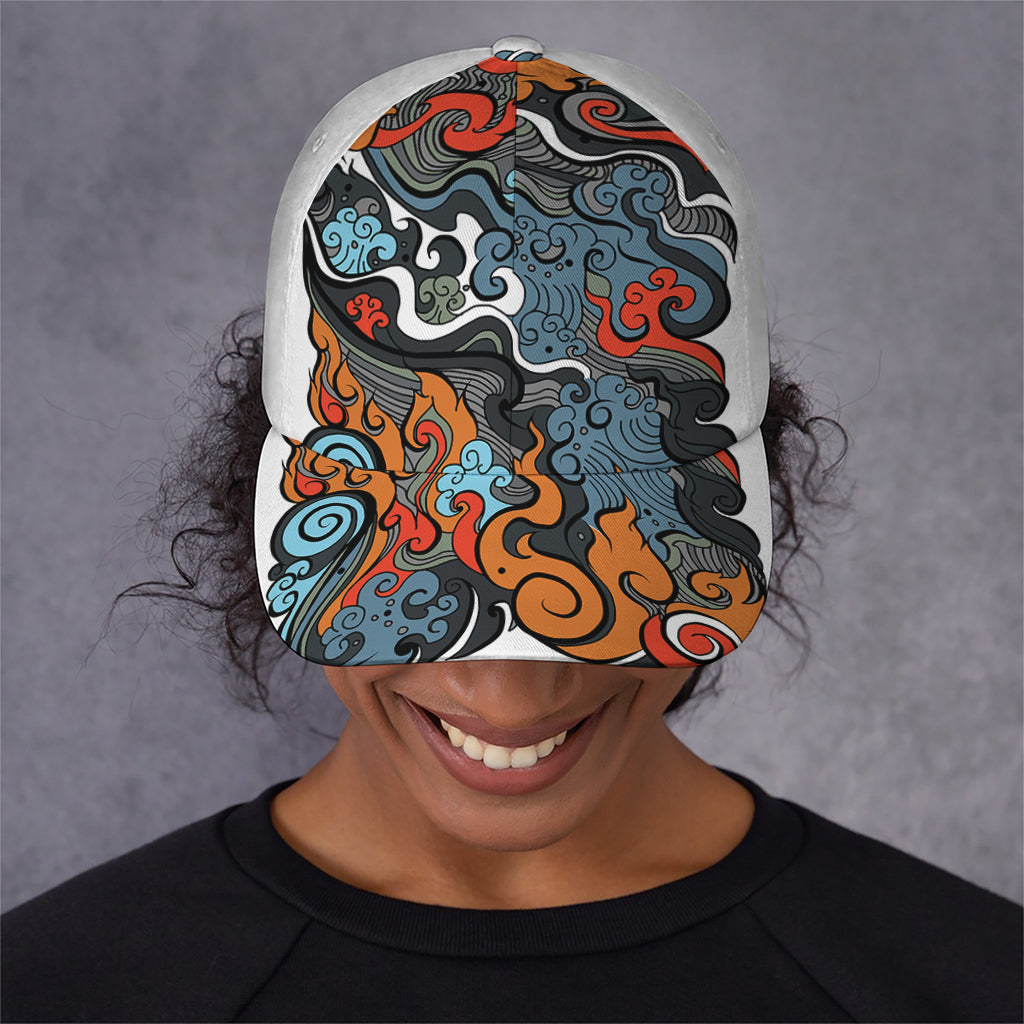 Japanese Elemental Tattoo Print Baseball Cap