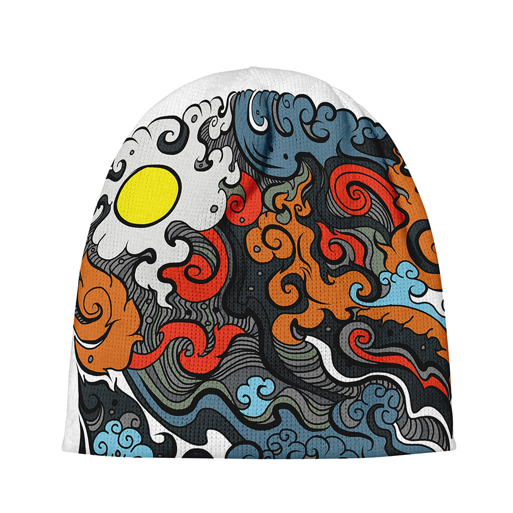 Japanese Elemental Tattoo Print Beanie