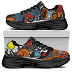 Japanese Elemental Tattoo Print Black Chunky Shoes