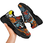 Japanese Elemental Tattoo Print Black Chunky Shoes