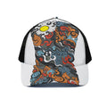 Japanese Elemental Tattoo Print Black Mesh Trucker Hat
