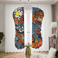 Japanese Elemental Tattoo Print Dimout Pencil Pleat Curtains