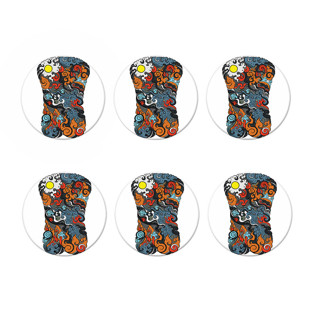 Japanese Elemental Tattoo Print Coaster Set