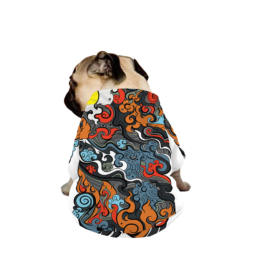 Japanese Elemental Tattoo Print Dog Zip Up Jacket