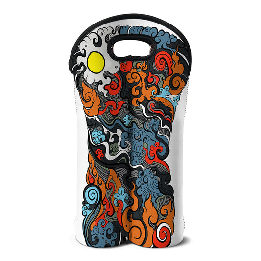 Japanese Elemental Tattoo Print Double Neoprene Wine Tote
