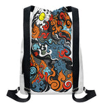 Japanese Elemental Tattoo Print Drawstring Backpack