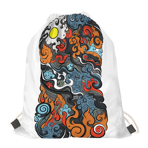 Japanese Elemental Tattoo Print Drawstring Bag