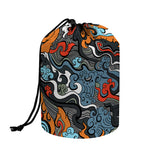 Japanese Elemental Tattoo Print Drawstring Makeup Bag