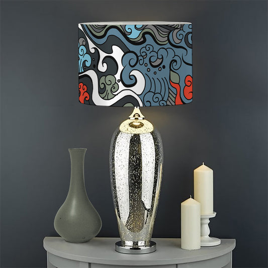 Japanese Elemental Tattoo Print Drum Lamp Shade