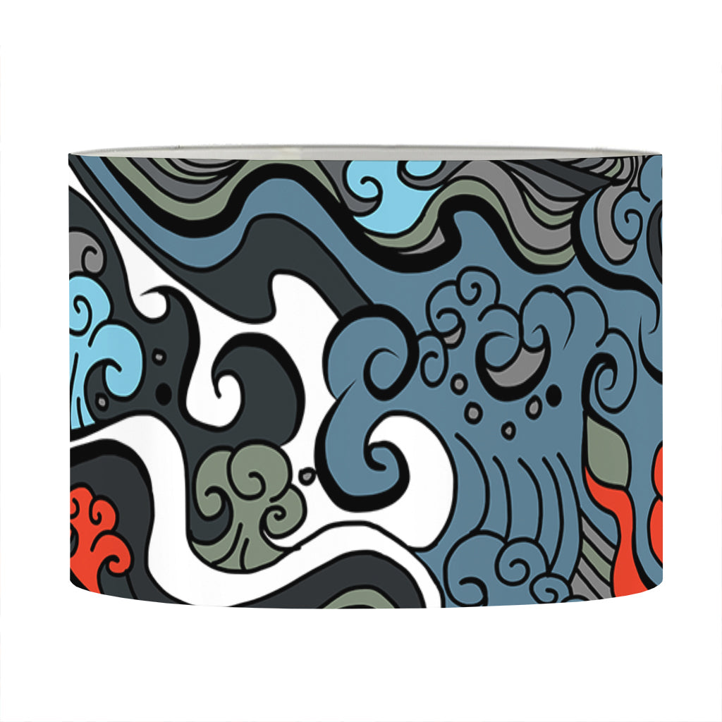Japanese Elemental Tattoo Print Drum Lamp Shade