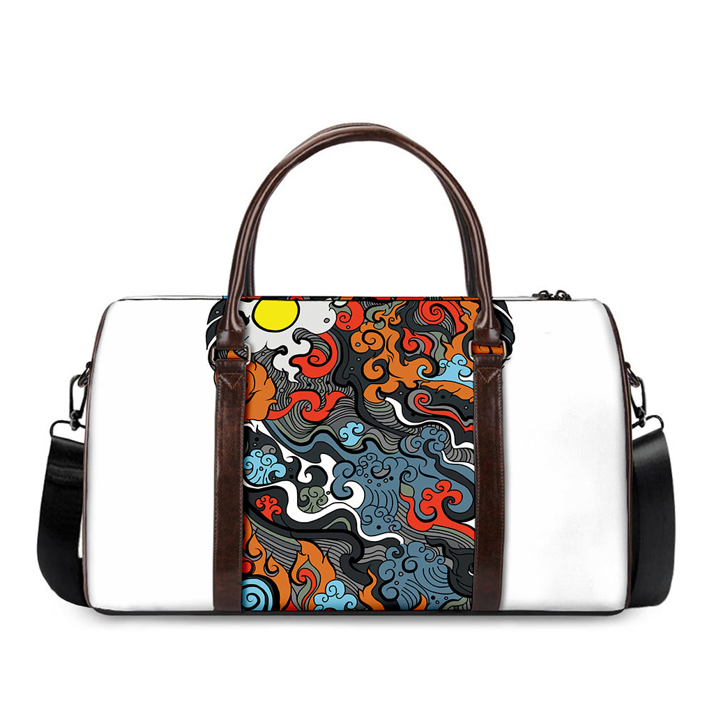 Japanese Elemental Tattoo Print Duffle Bag