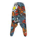 Japanese Elemental Tattoo Print Hammer Pants