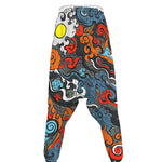 Japanese Elemental Tattoo Print Hammer Pants