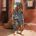 Japanese Elemental Tattoo Print Harem Pants