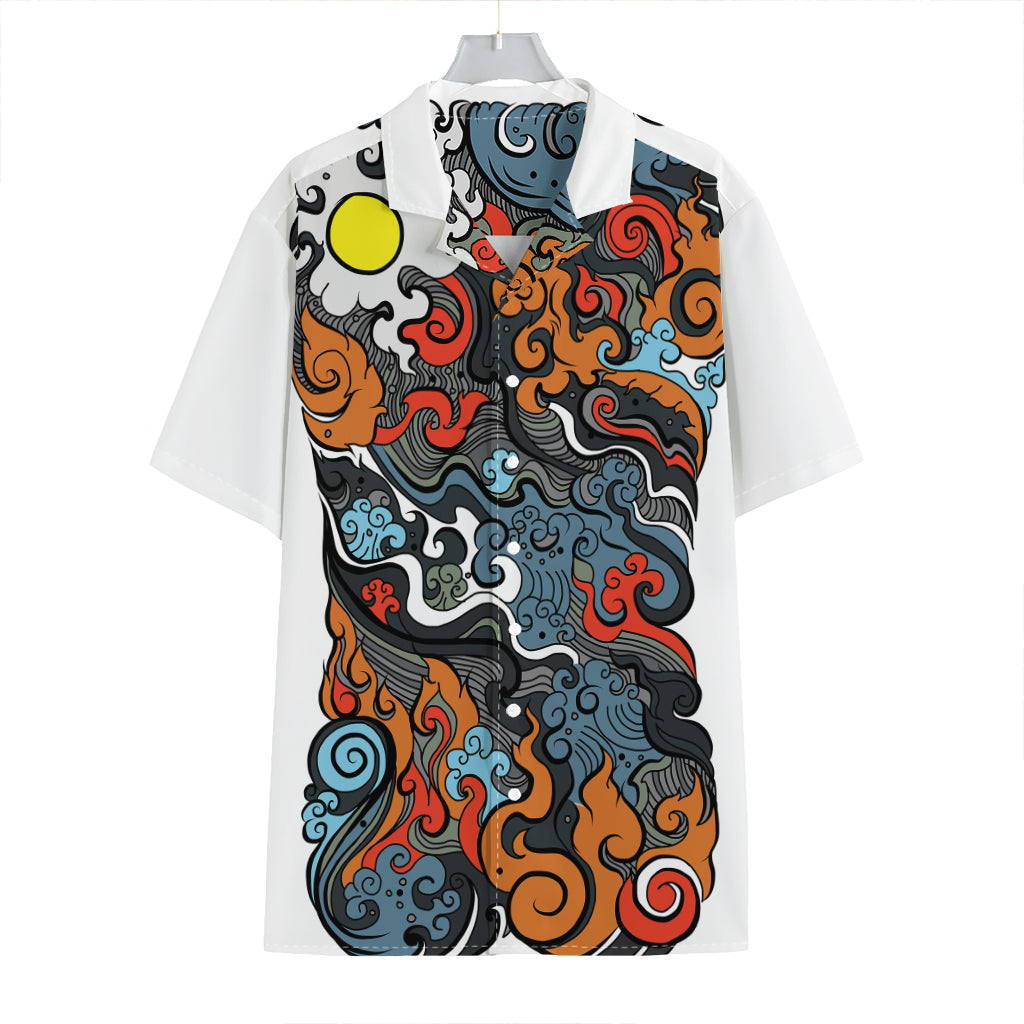 Japanese Elemental Tattoo Print Hawaiian Shirt