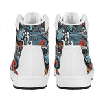 Japanese Elemental Tattoo Print High Top Leather Sneakers