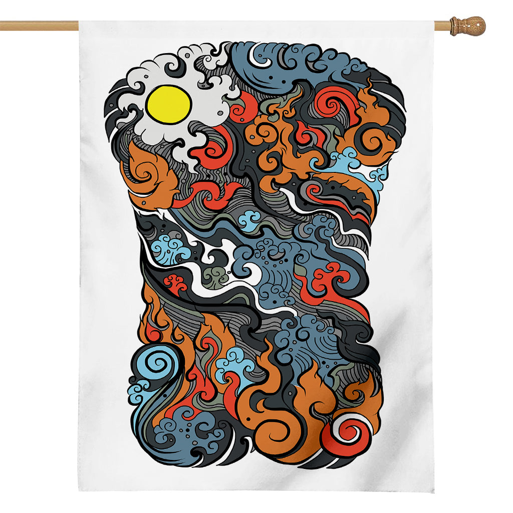 Japanese Elemental Tattoo Print House Flag