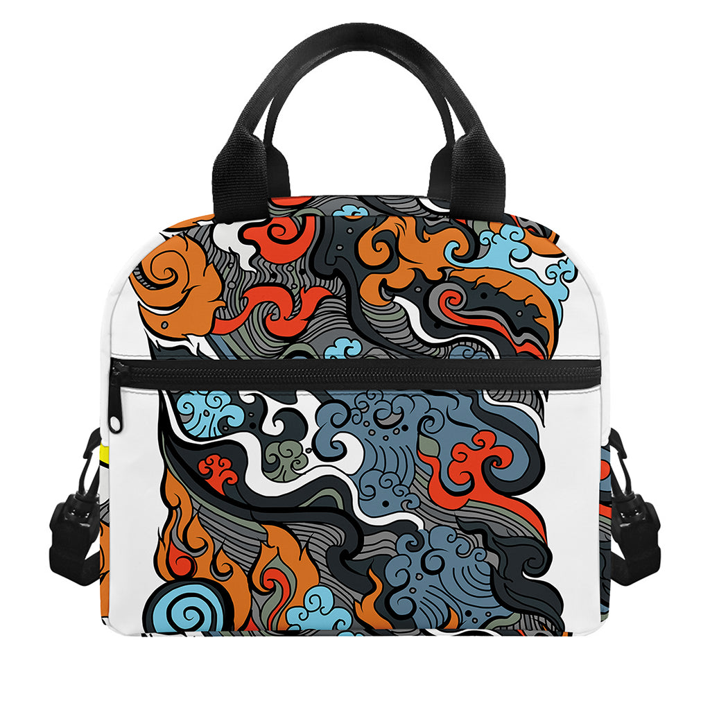 Japanese Elemental Tattoo Print Insulated Lunch Bag