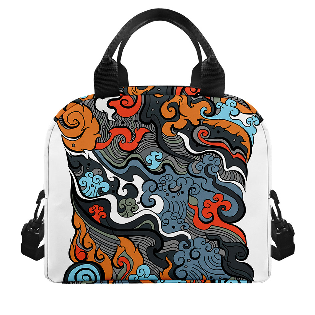Japanese Elemental Tattoo Print Insulated Lunch Bag