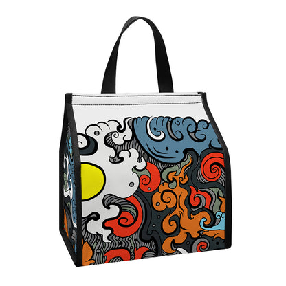 Japanese Elemental Tattoo Print Insulated Lunch Tote