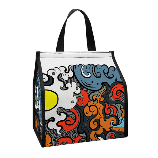 Japanese Elemental Tattoo Print Insulated Lunch Tote