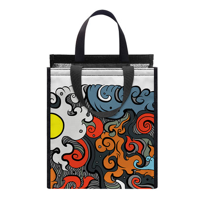 Japanese Elemental Tattoo Print Insulated Lunch Tote