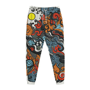 Japanese Elemental Tattoo Print Jogger Pants