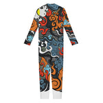 Japanese Elemental Tattoo Print Jumpsuit