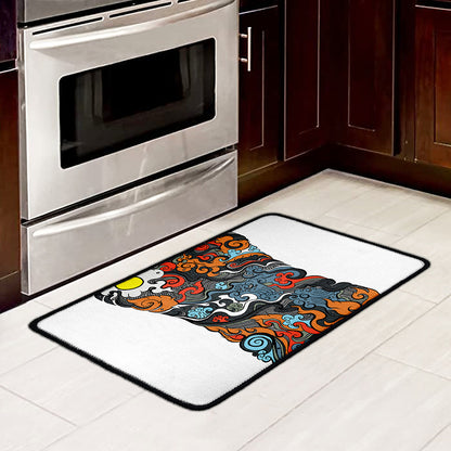 Japanese Elemental Tattoo Print Kitchen Mat