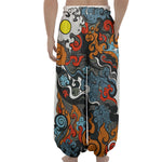 Japanese Elemental Tattoo Print Lantern Pants