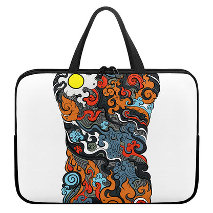 Japanese Elemental Tattoo Print Laptop Sleeve With Handle