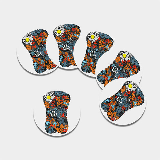 Japanese Elemental Tattoo Print Leather Coaster Set