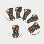Japanese Elemental Tattoo Print Leather Coaster Set