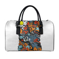Japanese Elemental Tattoo Print Leather Duffel Bag