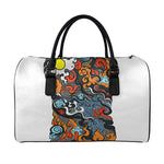 Japanese Elemental Tattoo Print Leather Duffle Bag