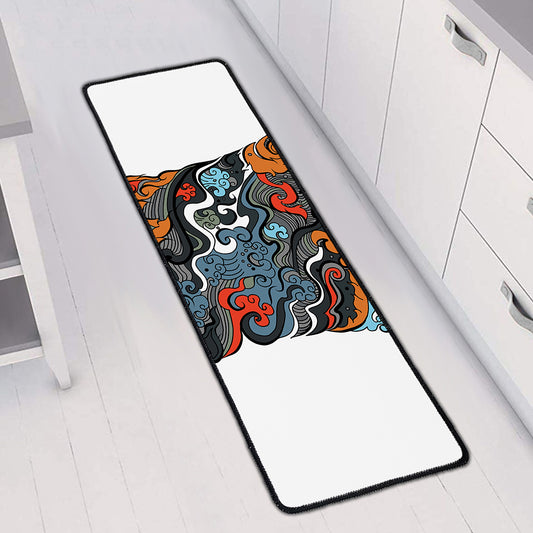 Japanese Elemental Tattoo Print Long Kitchen Mat