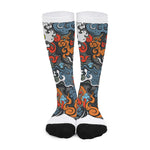 Japanese Elemental Tattoo Print Long Socks