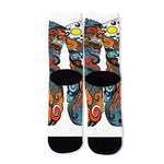 Japanese Elemental Tattoo Print Long Socks