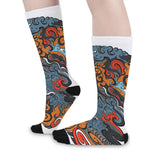 Japanese Elemental Tattoo Print Long Socks