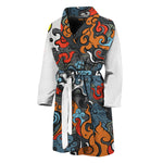Japanese Elemental Tattoo Print Men's Bathrobe