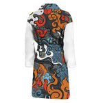 Japanese Elemental Tattoo Print Men's Bathrobe