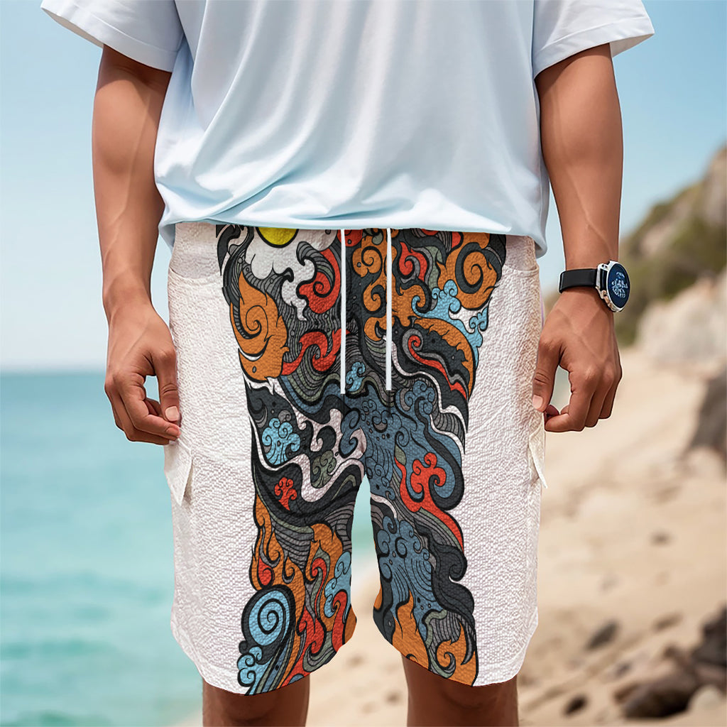 Japanese Elemental Tattoo Print Men's Cargo Shorts