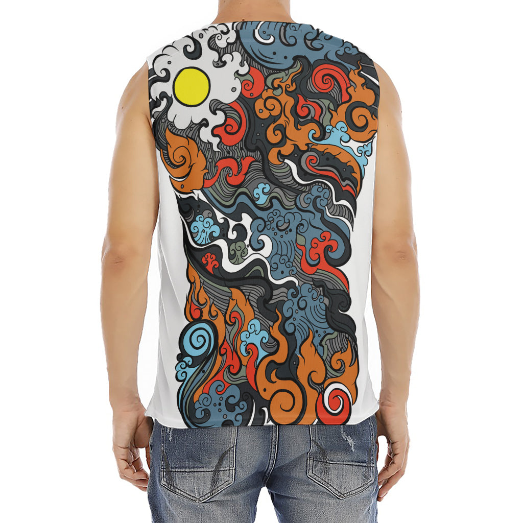 Japanese Elemental Tattoo Print Men's Fitness Tank Top