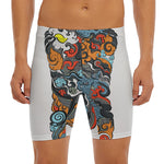 Japanese Elemental Tattoo Print Men's Long Boxer Briefs